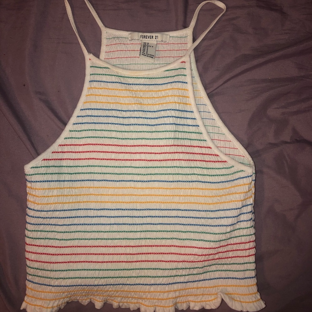 WHITE WITH RANDOM STRIPES CROP TOP FOREVER 21